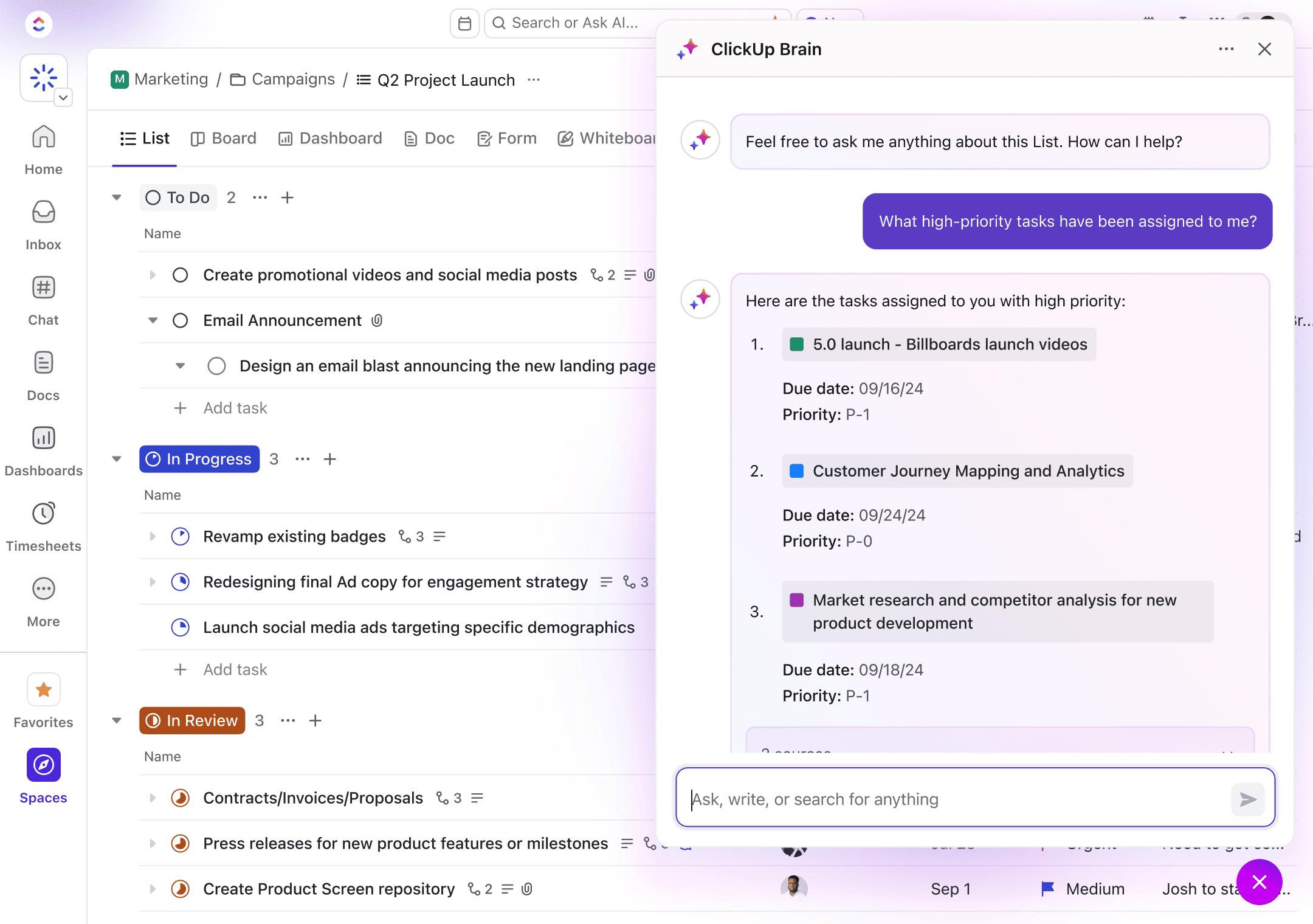 clickup brain ai